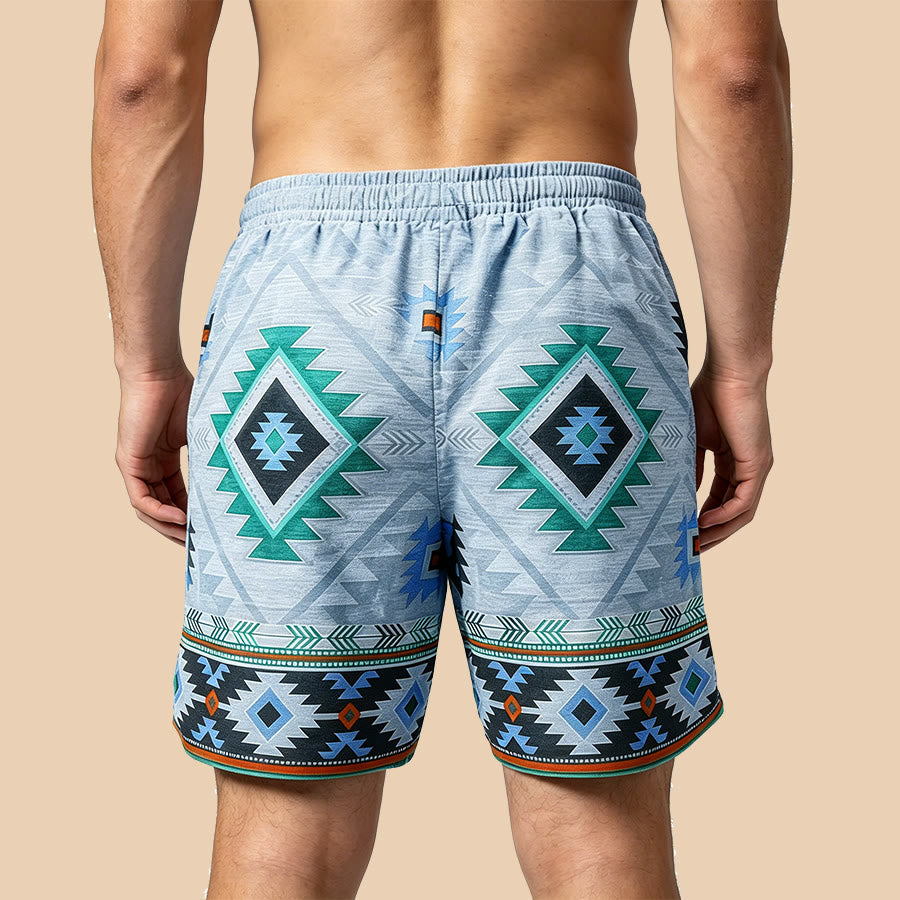 Pantaloncini da uomo casual Olivenorma Vintage Tribal Geometric - image 8