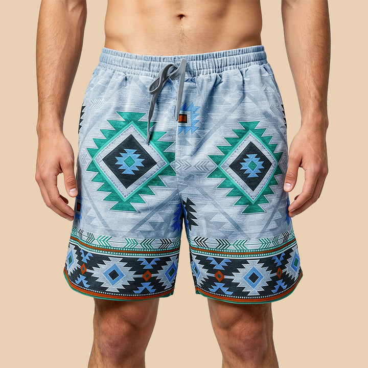Pantaloncini da uomo casual Olivenorma Vintage Tribal Geometric - Blu - 5XL - image 6