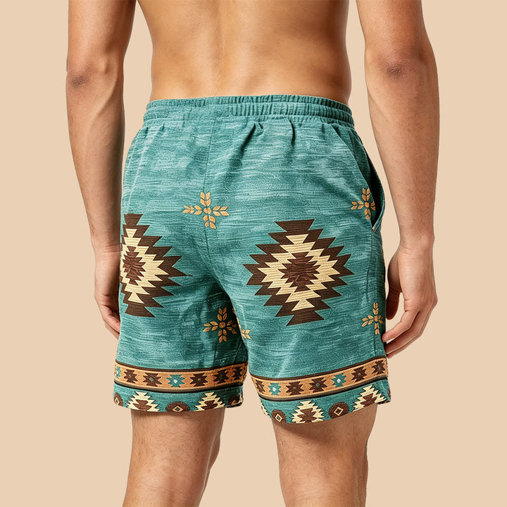 Pantaloncini da uomo Olivenorma con stampa in stile Navajo bohémien - image 2