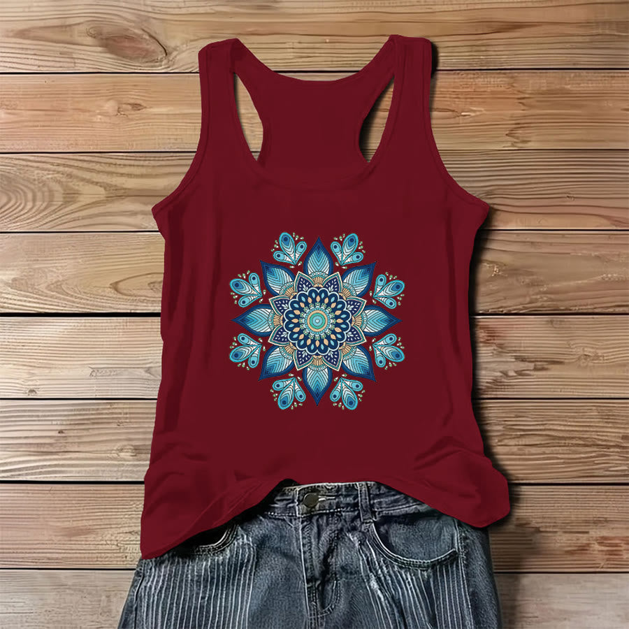 Canotta da donna Olivenorma con stampa grafica "Fasi lunari mistiche, orbita floreale" - Rosso - 3XL - image 6