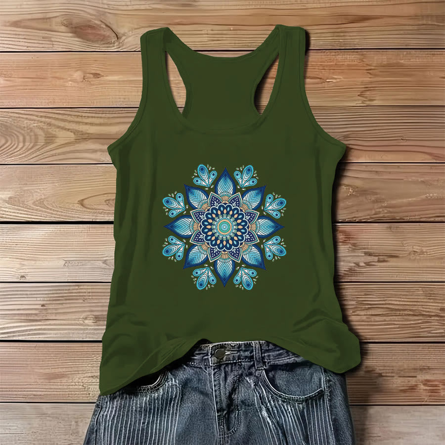 Canotta da donna Olivenorma con stampa grafica "Fasi lunari mistiche, orbita floreale" - Verde - 3XL - image 8