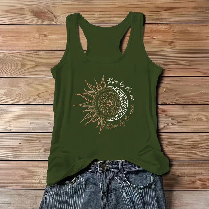 Canotta da donna Olivenorma con stampa grafica a tema Sole e Luna e slogan spirituale. - Verde - 3XL - image 8