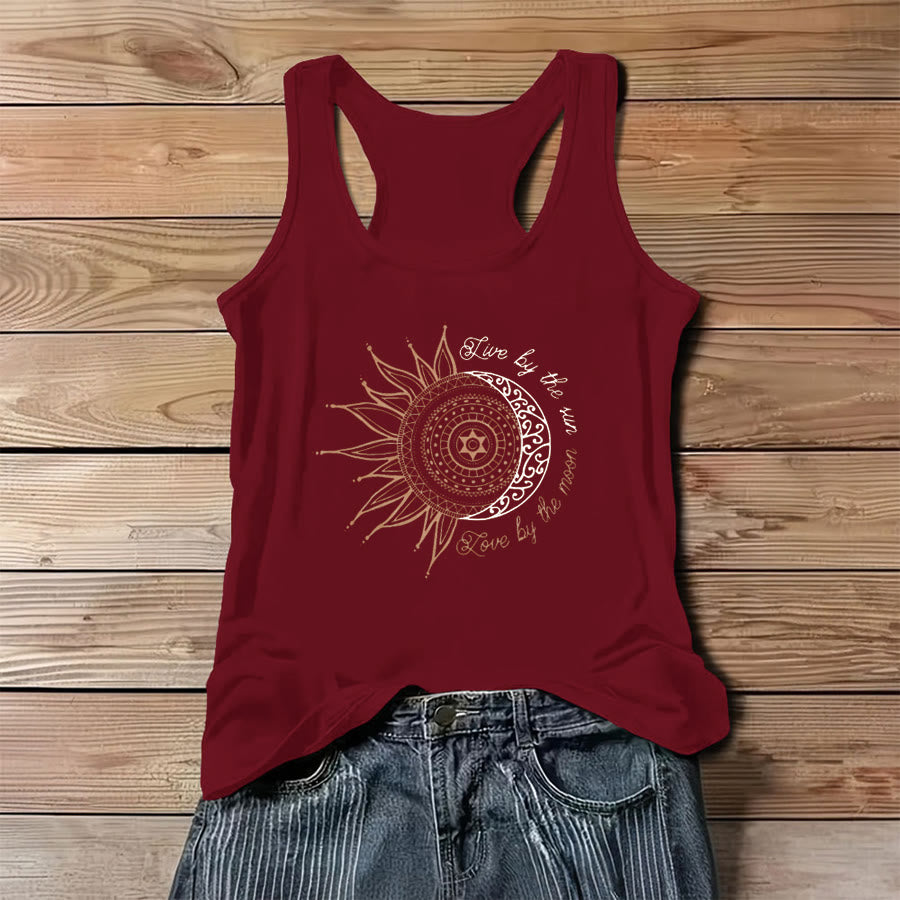 Canotta da donna Olivenorma con stampa grafica a tema Sole e Luna e slogan spirituale. - Rosso - 3XL - image 0