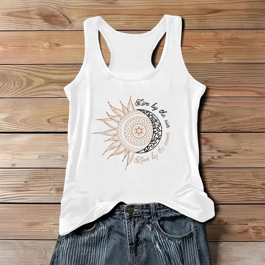 Canotta da donna Olivenorma con stampa grafica a tema Sole e Luna e slogan spirituale. - Bianco - 3XL - image 4