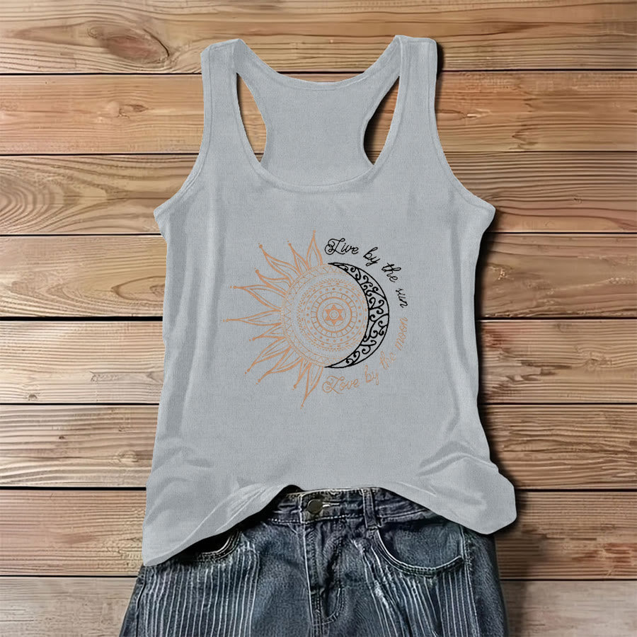 Canotta da donna Olivenorma con stampa grafica a tema Sole e Luna e slogan spirituale. - Grigio - 3XL - image 6