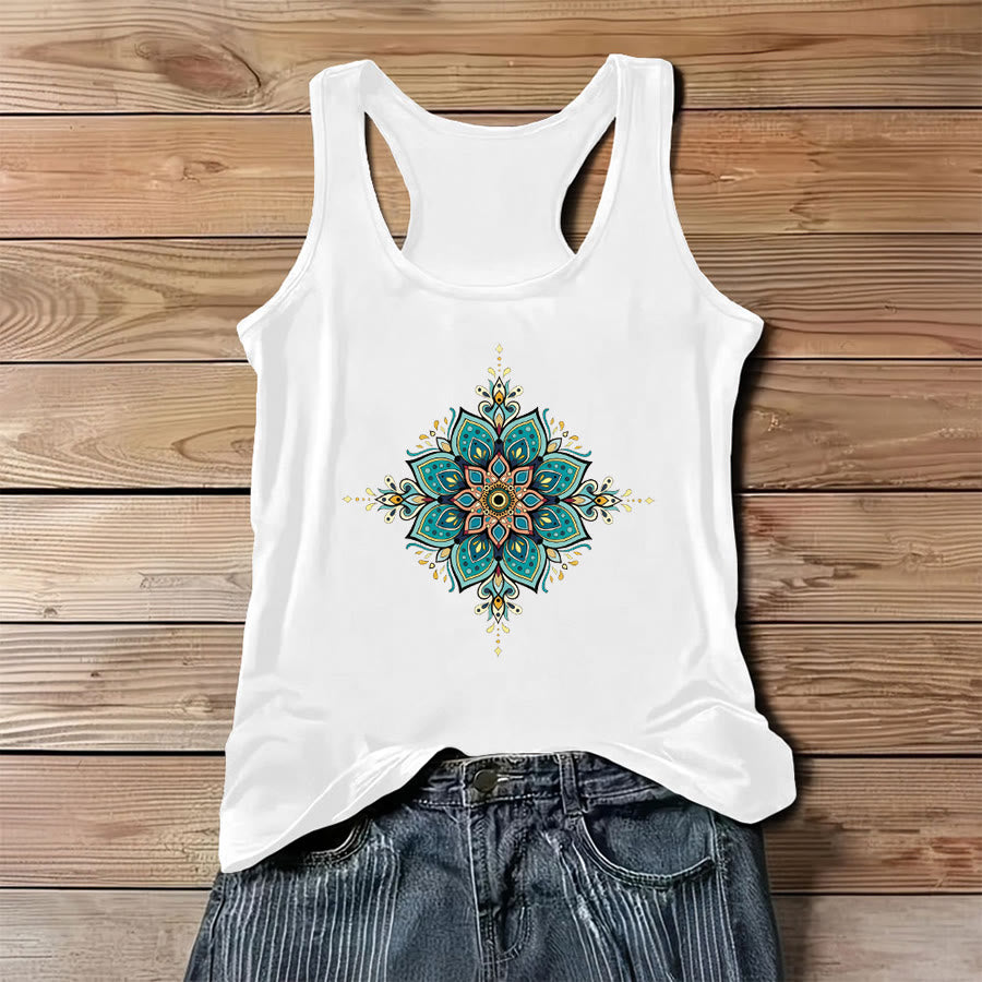 Canotta da donna Olivenorma con stampa mandala boho. - Bianco - 3XL - image 4