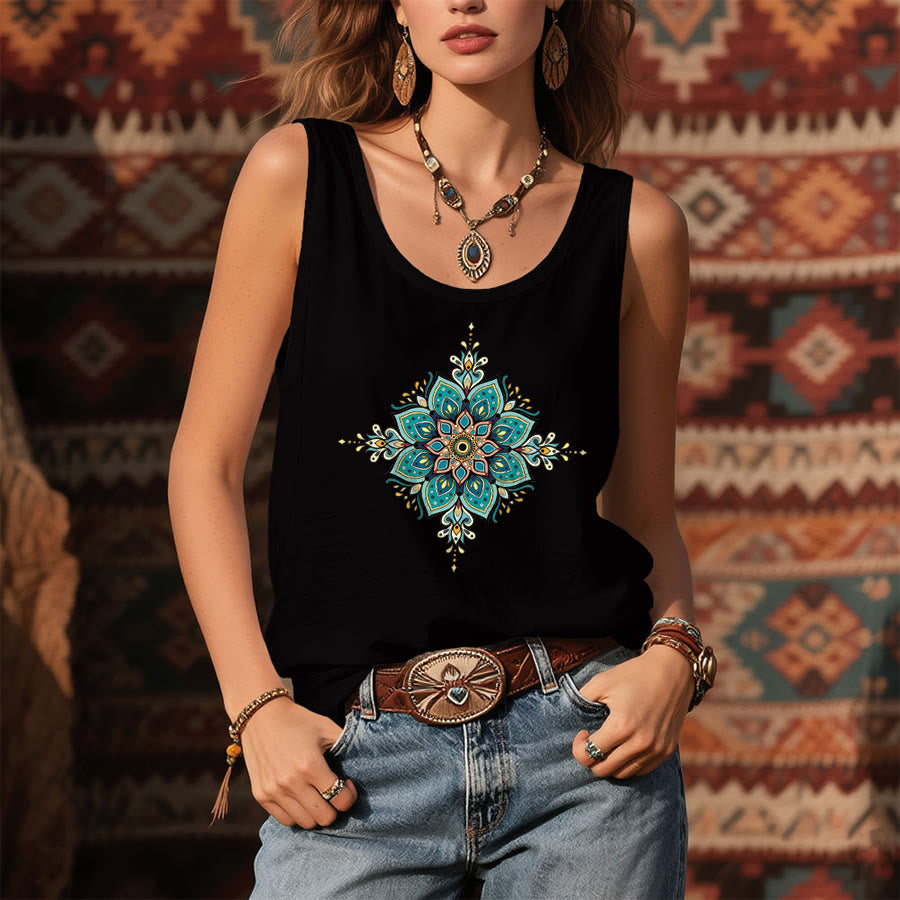 Canotta da donna Olivenorma con stampa mandala boho. - image 3