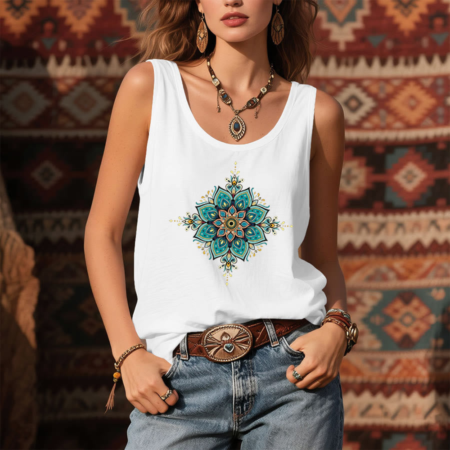 Canotta da donna Olivenorma con stampa mandala boho. - image 5