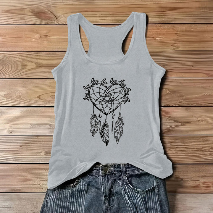 Canotta da donna Olivenorma con stampa grafica a forma di cuore, acchiappasogni e slogan d'amore. - Grigio - 3XL - image 6