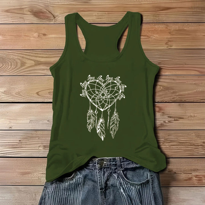 Canotta da donna Olivenorma con stampa grafica a forma di cuore, acchiappasogni e slogan d'amore. - Verde - 3XL - image 8