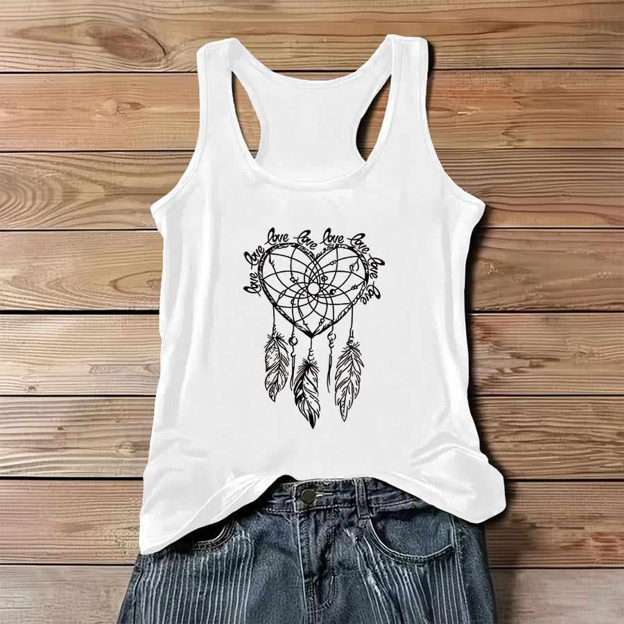 Canotta da donna Olivenorma con stampa grafica a forma di cuore, acchiappasogni e slogan d'amore. - Bianco - 3XL - image 4