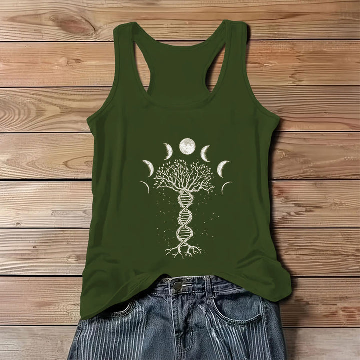 Canotta da donna Olivenorma con stampa grafica Albero della Vita e fasi lunari. - Verde - 3XL - image 8
