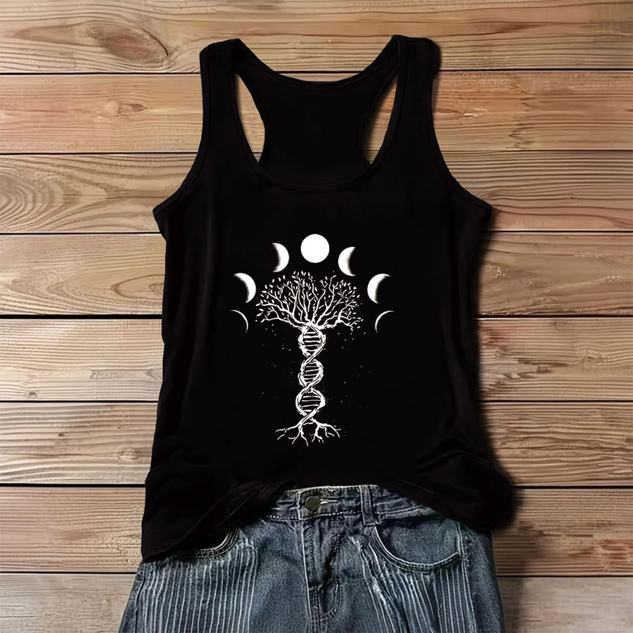 Canotta da donna Olivenorma con stampa grafica Albero della Vita e fasi lunari. - Nero - 3XL - image 0