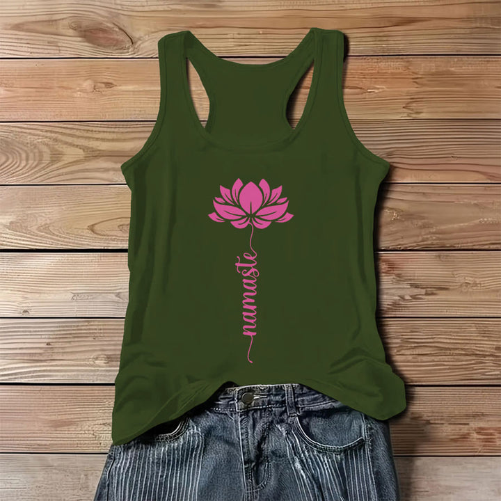 Canotta da donna Olivenorma Namaste con stampa grafica a fiore di loto - Verde - 3XL - image 8