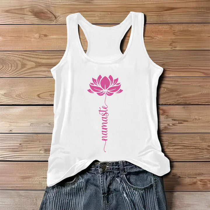 Canotta da donna Olivenorma Namaste con stampa grafica a fiore di loto - Bianco - 3XL - image 0