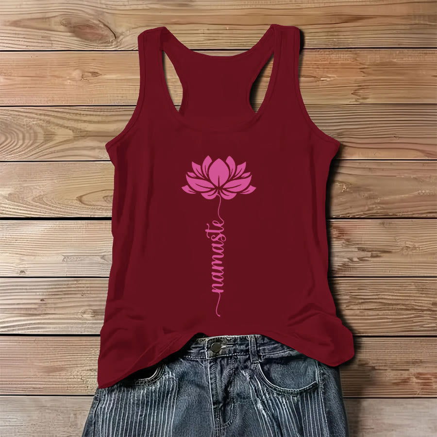 Canotta da donna Olivenorma Namaste con stampa grafica a fiore di loto - Rosso - 3XL - image 6