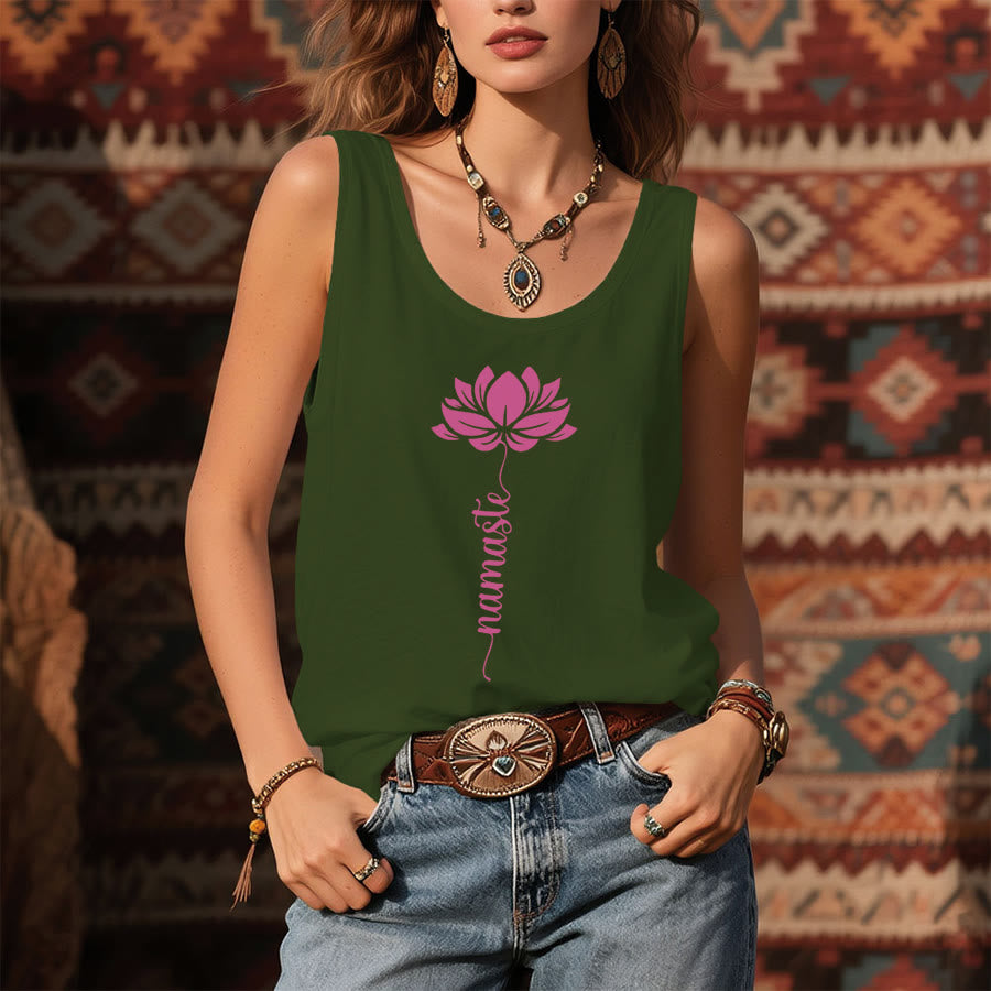 Canotta da donna Olivenorma Namaste con stampa grafica a fiore di loto - image 9