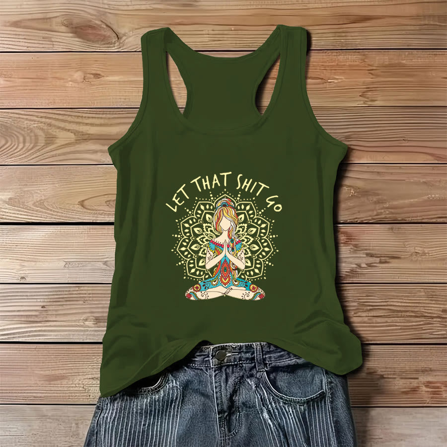 Canotta da donna Olivenorma con stampa artistica di donna yoga, mandala e slogan. - Verde - 3XL - image 8