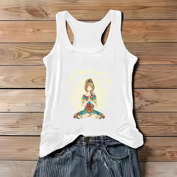 Canotta da donna Olivenorma con stampa artistica di donna yoga, mandala e slogan. - Bianco - 3XL - image 4