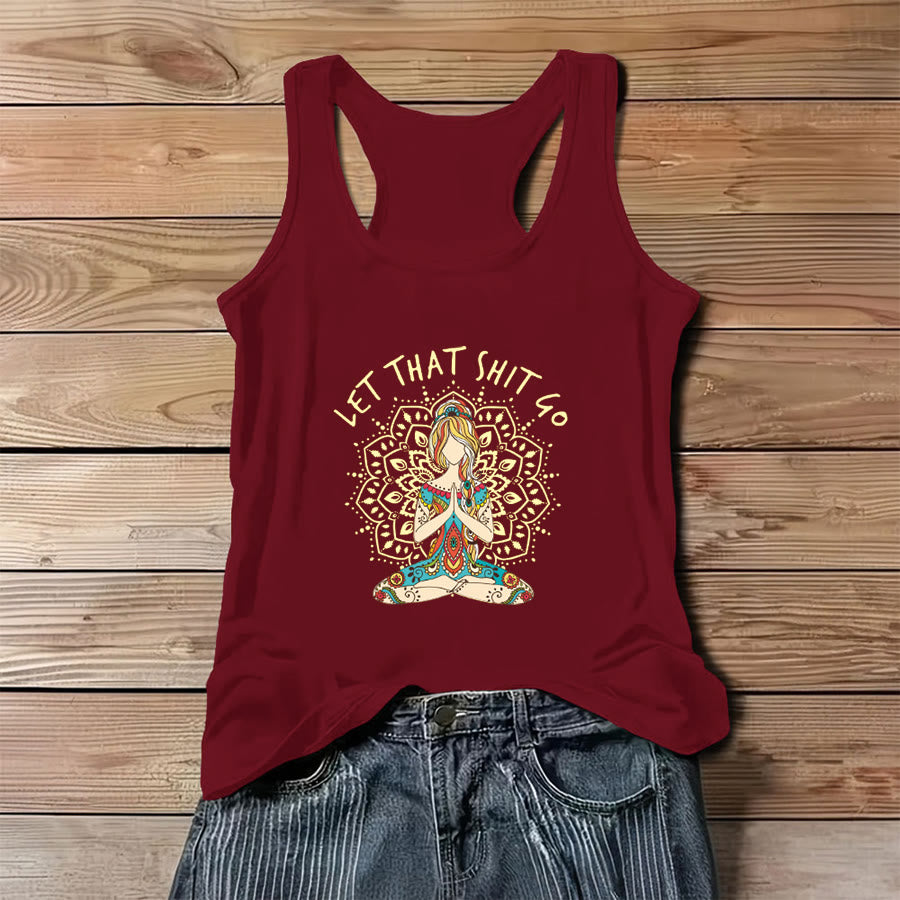 Canotta da donna Olivenorma con stampa artistica di donna yoga, mandala e slogan. - Rosso - 3XL - image 6