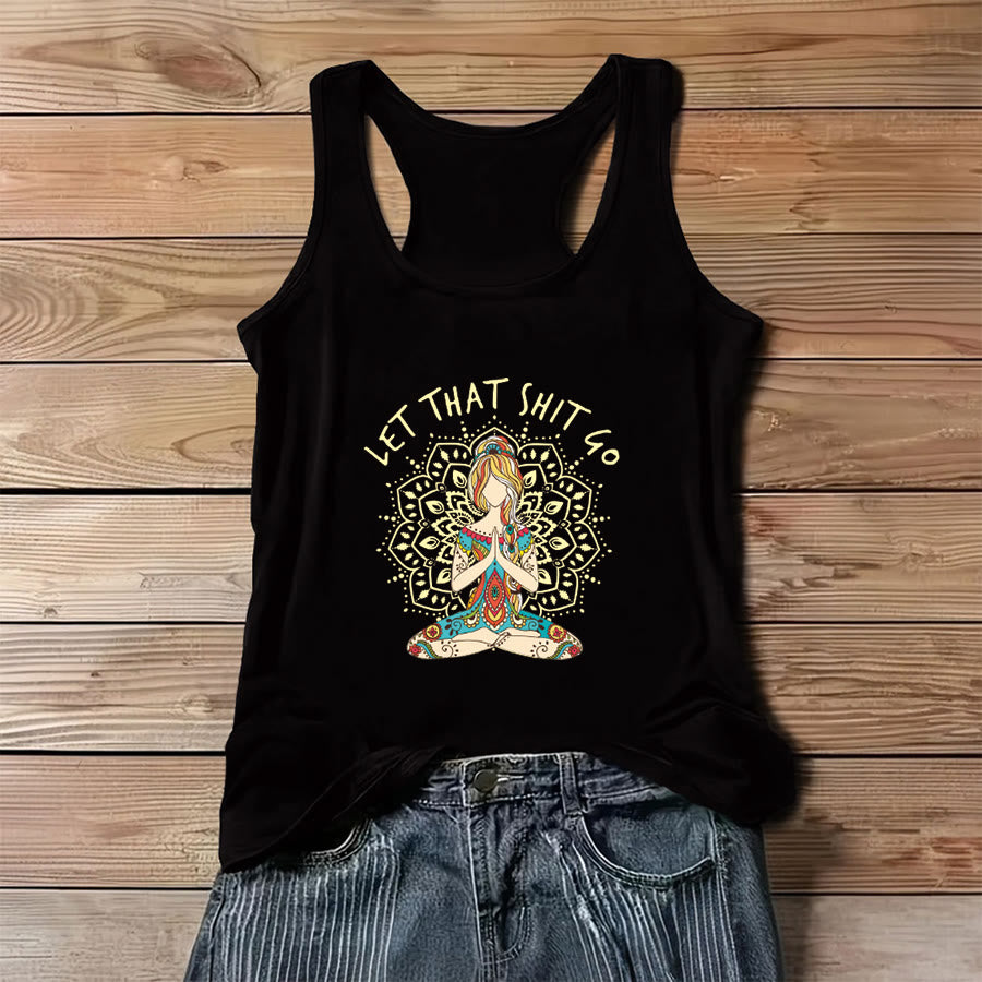 Canotta da donna Olivenorma con stampa artistica di donna yoga, mandala e slogan. - Nero - 3XL - image 2