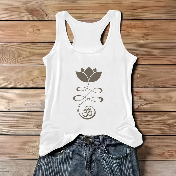 Canotta da donna Olivenorma Yoga Lotus con stampa a silhouette del simbolo Om - Bianco - 3XL - image 0