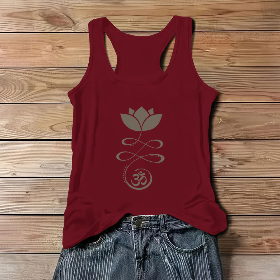 Canotta da donna Olivenorma Yoga Lotus con stampa a silhouette del simbolo Om - Rosso - 3XL - image 6