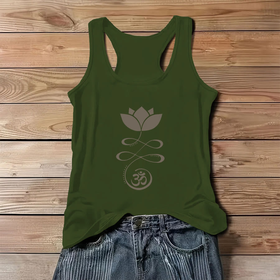 Canotta da donna Olivenorma Yoga Lotus con stampa a silhouette del simbolo Om - Verde - 3XL - image 8