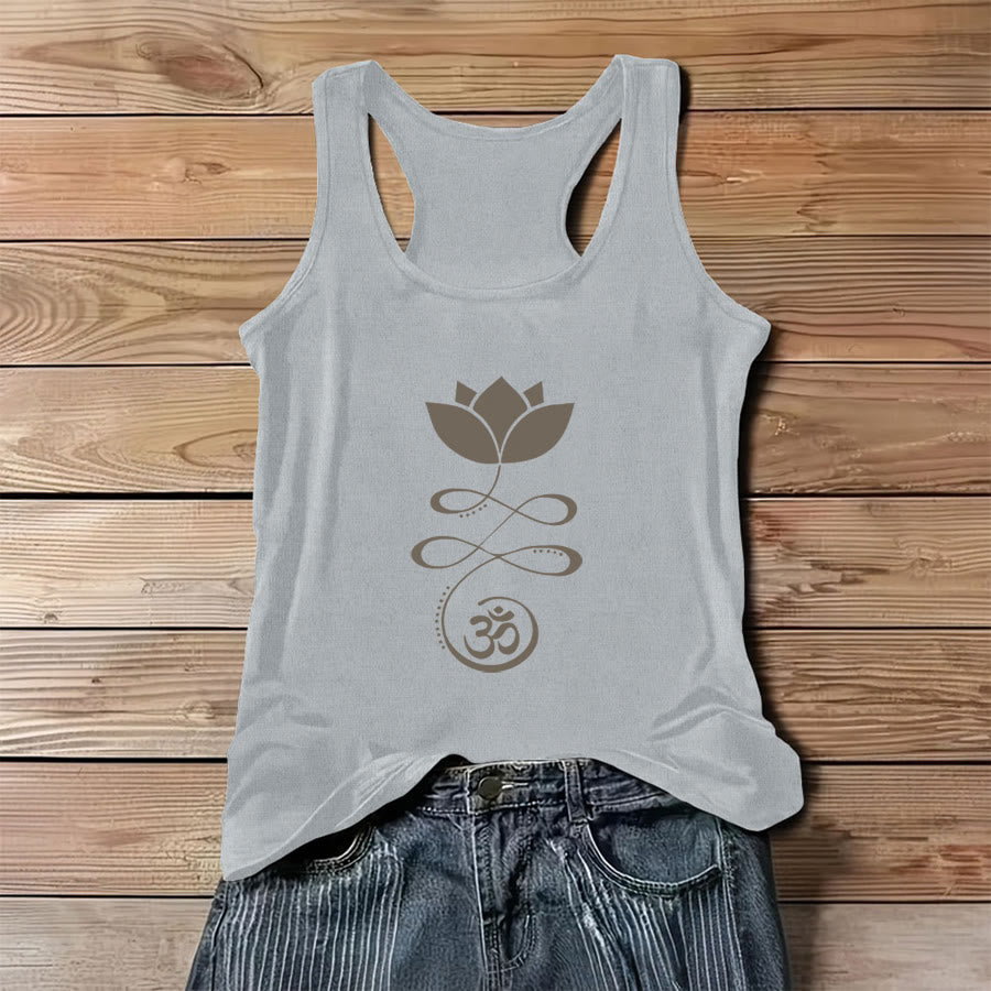 Canotta da donna Olivenorma Yoga Lotus con stampa a silhouette del simbolo Om - Grigio - 3XL - image 4