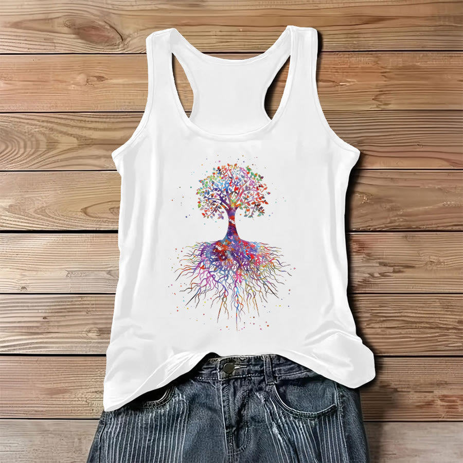 Canotta da donna Olivenorma con stampa grafica "Albero della Vita" ad acquerello. - Bianco - 3XL - image 0