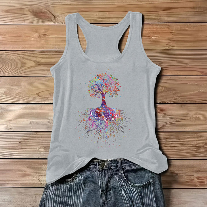Canotta da donna Olivenorma con stampa grafica "Albero della Vita" ad acquerello. - Grigio - 3XL - image 4