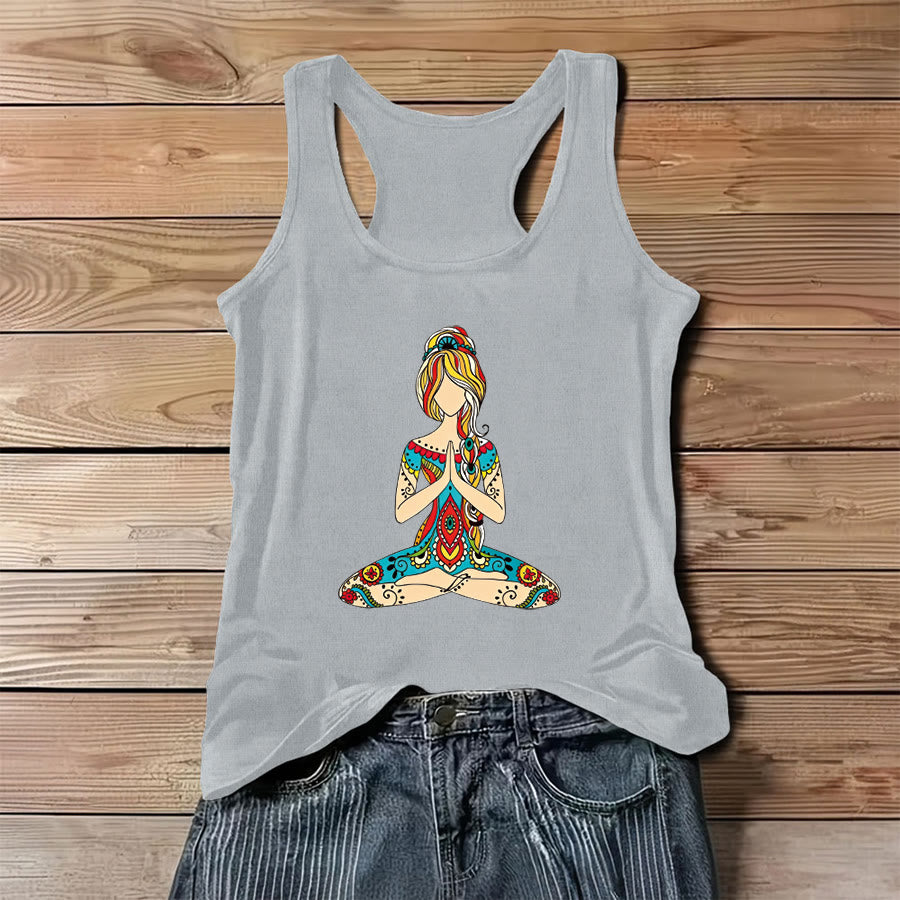 Canotta da donna Olivenorma con stampa "Radicata nella magia" e motivo Albero della Vita ad acquerello arcobaleno. - Grigio - 3XL - image 4