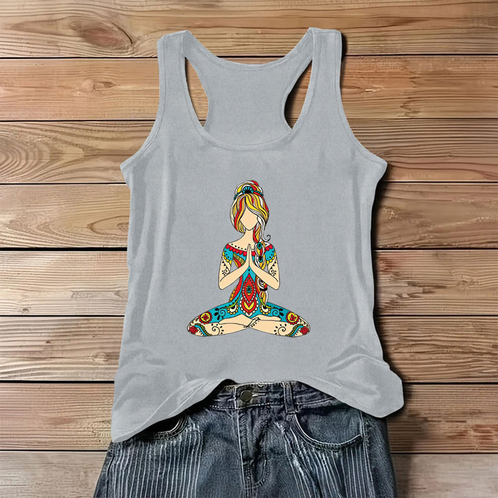 Canotta da donna Olivenorma con stampa "Radicata nella magia" e motivo Albero della Vita ad acquerello arcobaleno. - Grigio - 3XL - image 4