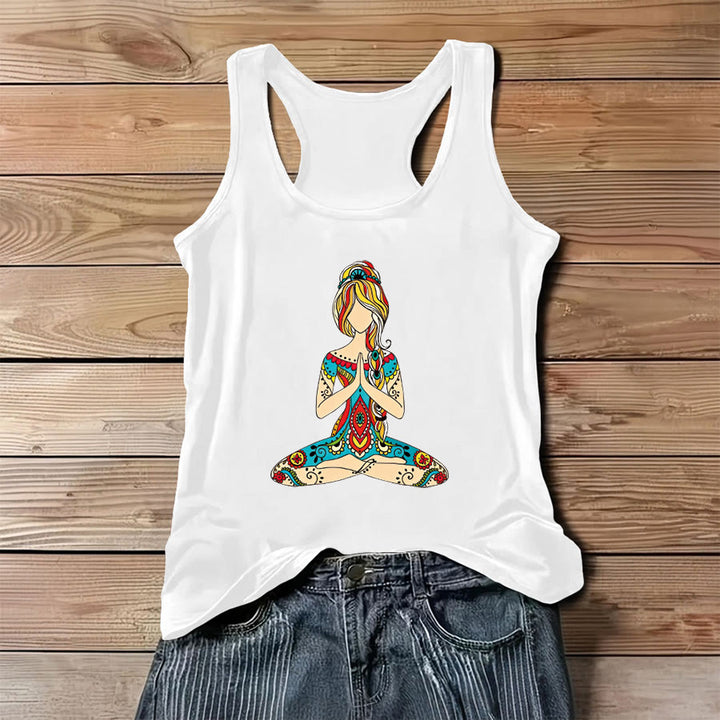 Canotta da donna Olivenorma con stampa "Radicata nella magia" e motivo Albero della Vita ad acquerello arcobaleno. - Bianco - 3XL - image 0