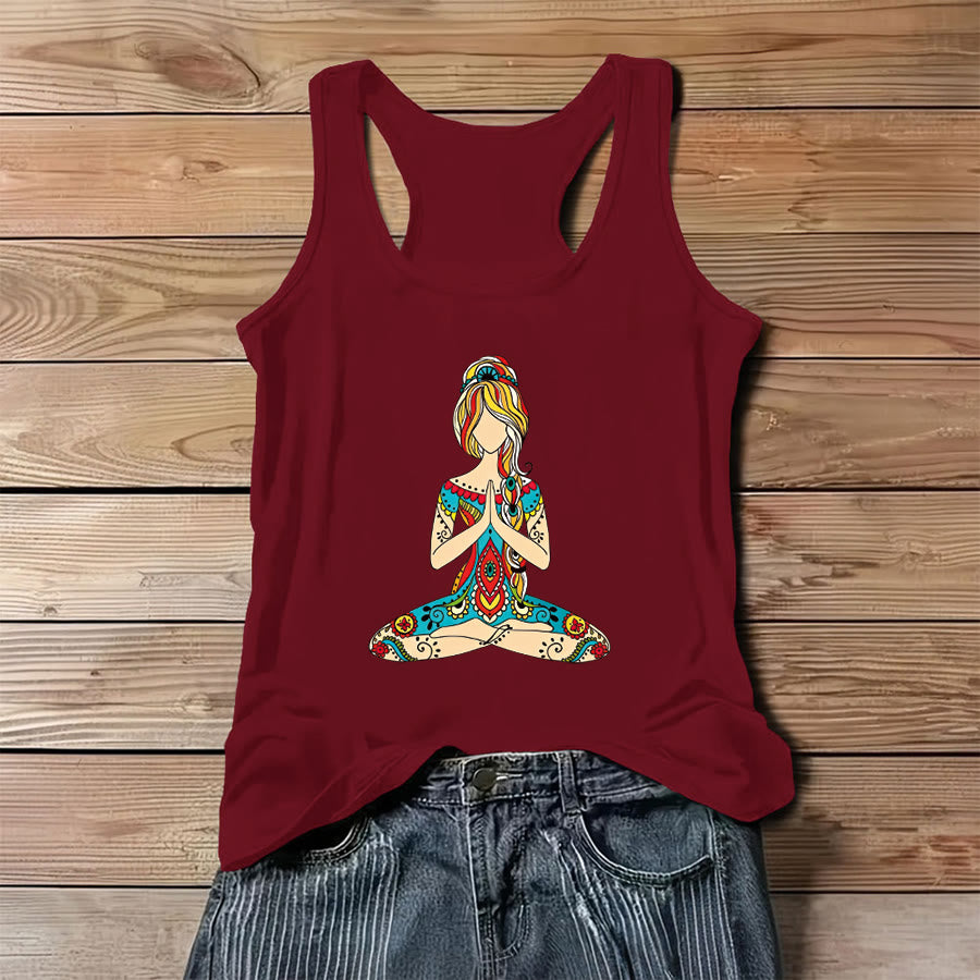 Canotta da donna Olivenorma con stampa "Radicata nella magia" e motivo Albero della Vita ad acquerello arcobaleno. - Rosso - 3XL - image 6