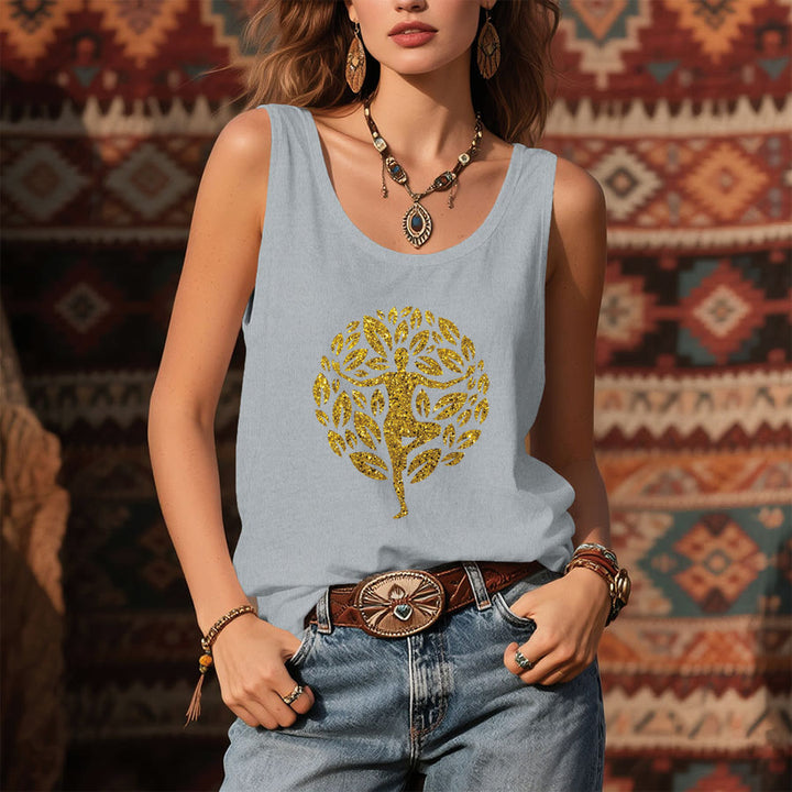 Canotta da donna Olivenorma Golden Tree Pose Glitter Yoga Woman Tree of Life - image 7