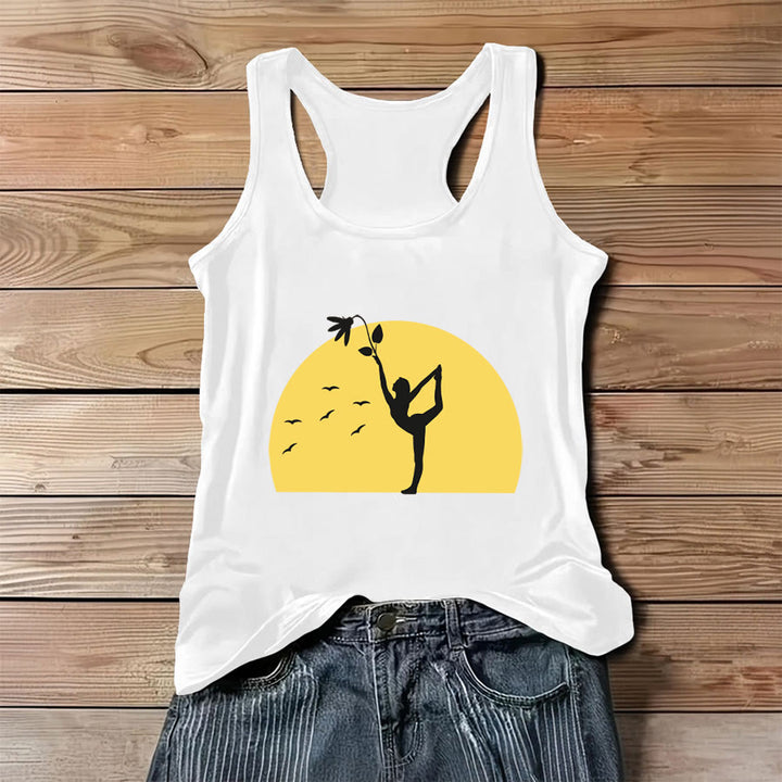 Canotta da donna Olivenorma Sunset Grace Yoga Dancer Silhouette with Flower - Bianco - 3XL - image 0