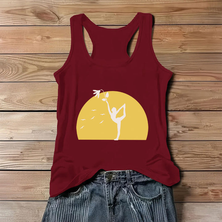 Canotta da donna Olivenorma Sunset Grace Yoga Dancer Silhouette with Flower - Rosso - 3XL - image 6