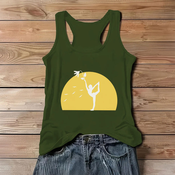 Canotta da donna Olivenorma Sunset Grace Yoga Dancer Silhouette with Flower - Verde - 3XL - image 8