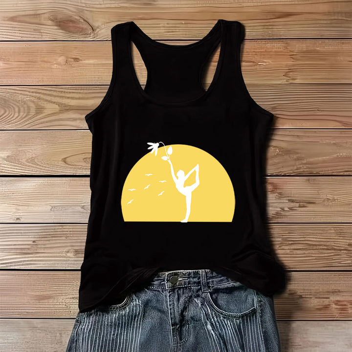 Canotta da donna Olivenorma Sunset Grace Yoga Dancer Silhouette with Flower - Nero - 3XL - image 2