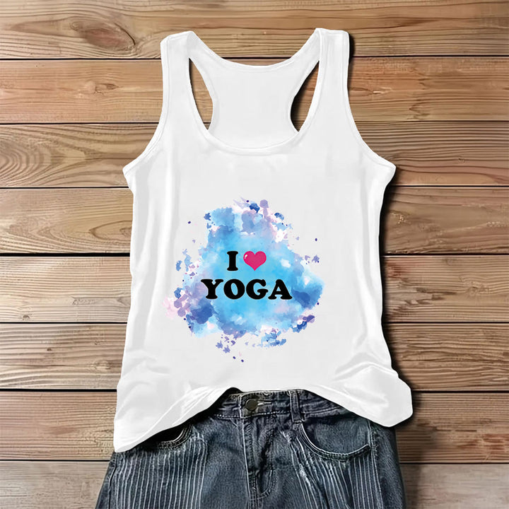 Canotta da donna Olivenorma Yoga Love Splash Watercolor "I ❤️ YOGA" con grafica. - Bianco - 3XL - image 4