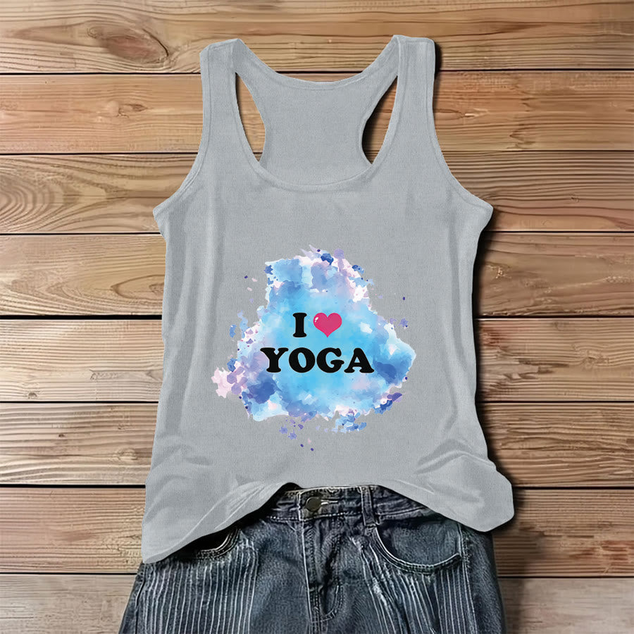 Canotta da donna Olivenorma Yoga Love Splash Watercolor "I ❤️ YOGA" con grafica. - Grigio - 3XL - image 8