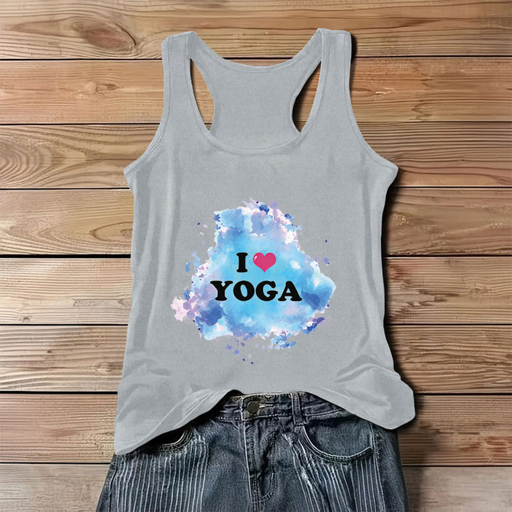 Canotta da donna Olivenorma Yoga Love Splash Watercolor "I ❤️ YOGA" con grafica. - Grigio - 3XL - image 8