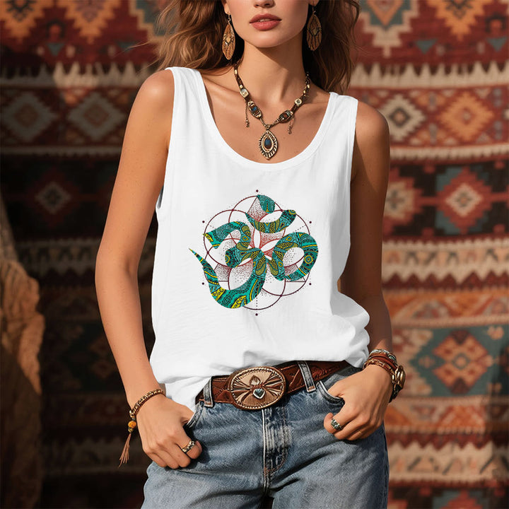 Olivenorma Canotta da donna con motivo tribale serpente sacro Om simbolo Om - image 7