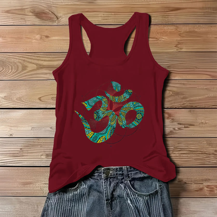 Olivenorma Canotta da donna con motivo tribale serpente sacro Om simbolo Om - Rosso - 3XL - image 4