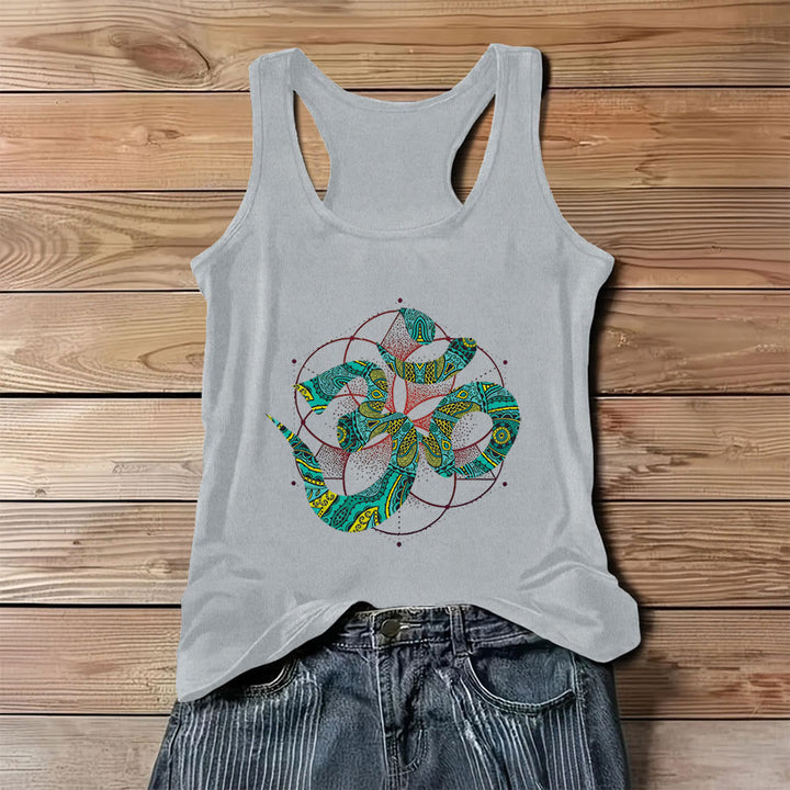 Olivenorma Canotta da donna con motivo tribale serpente sacro Om simbolo Om - Grigio - 3XL - image 0