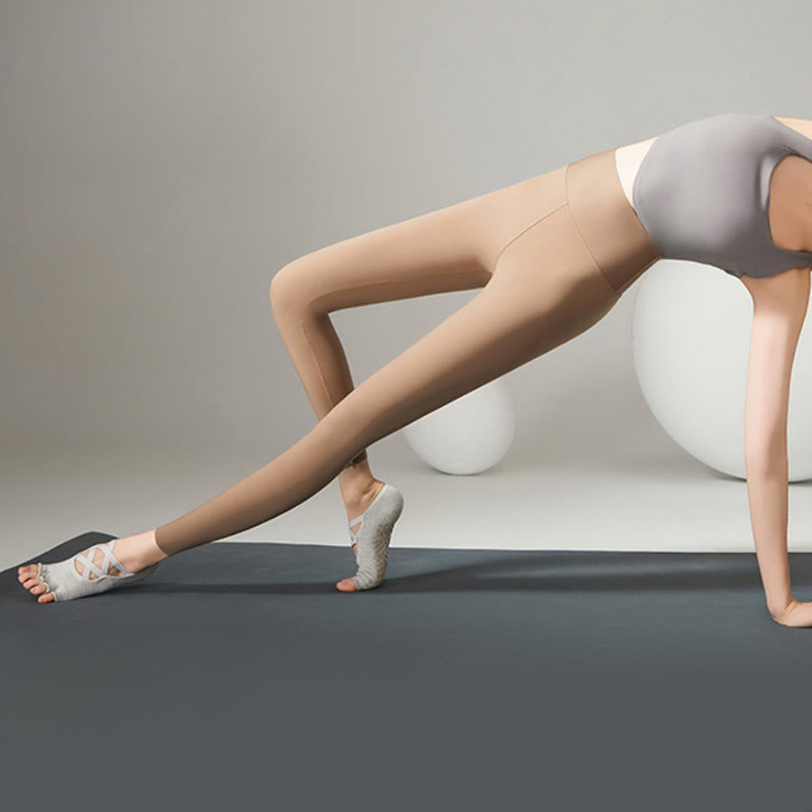 Calze antiscivolo Olivenorma con cinturino incrociato per yoga, pilates e barre, calze da yoga da donna - image 4
