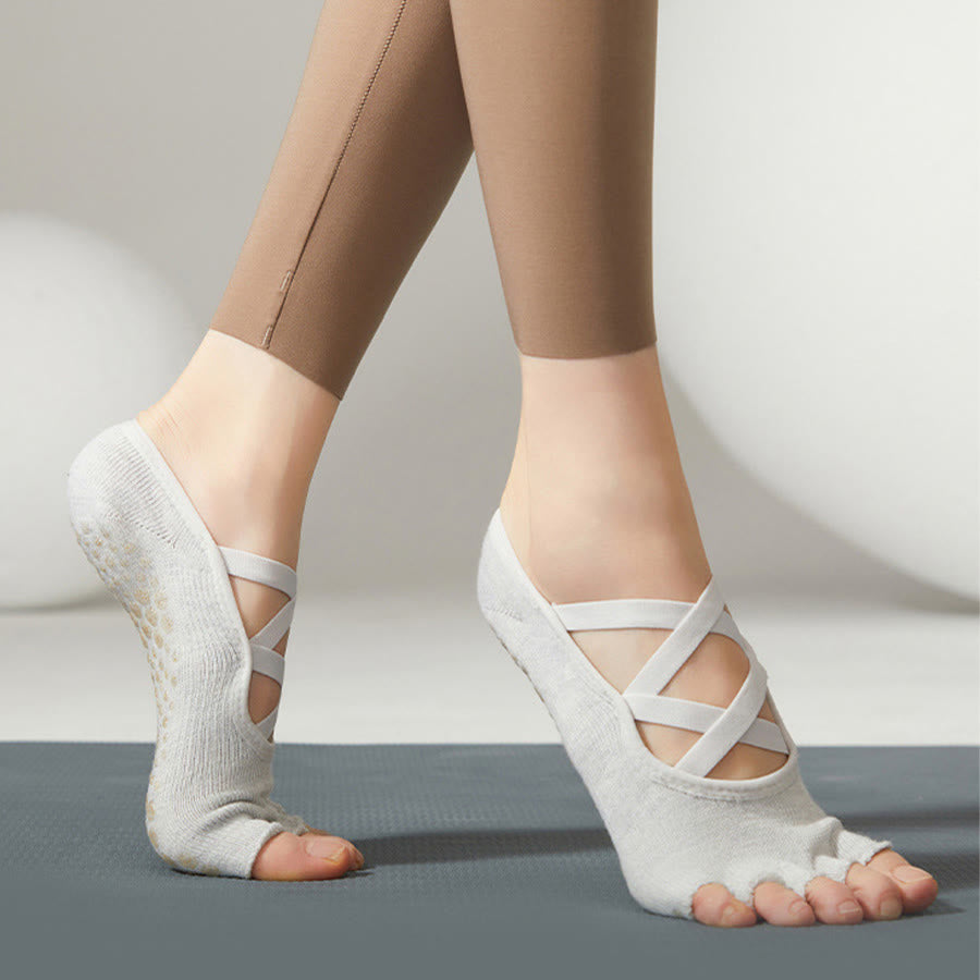 Calze antiscivolo Olivenorma con cinturino incrociato per yoga, pilates e barre, calze da yoga da donna - image 8