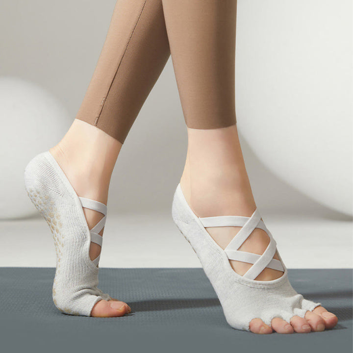 Calze antiscivolo Olivenorma con cinturino incrociato per yoga, pilates e barre, calze da yoga da donna - image 8