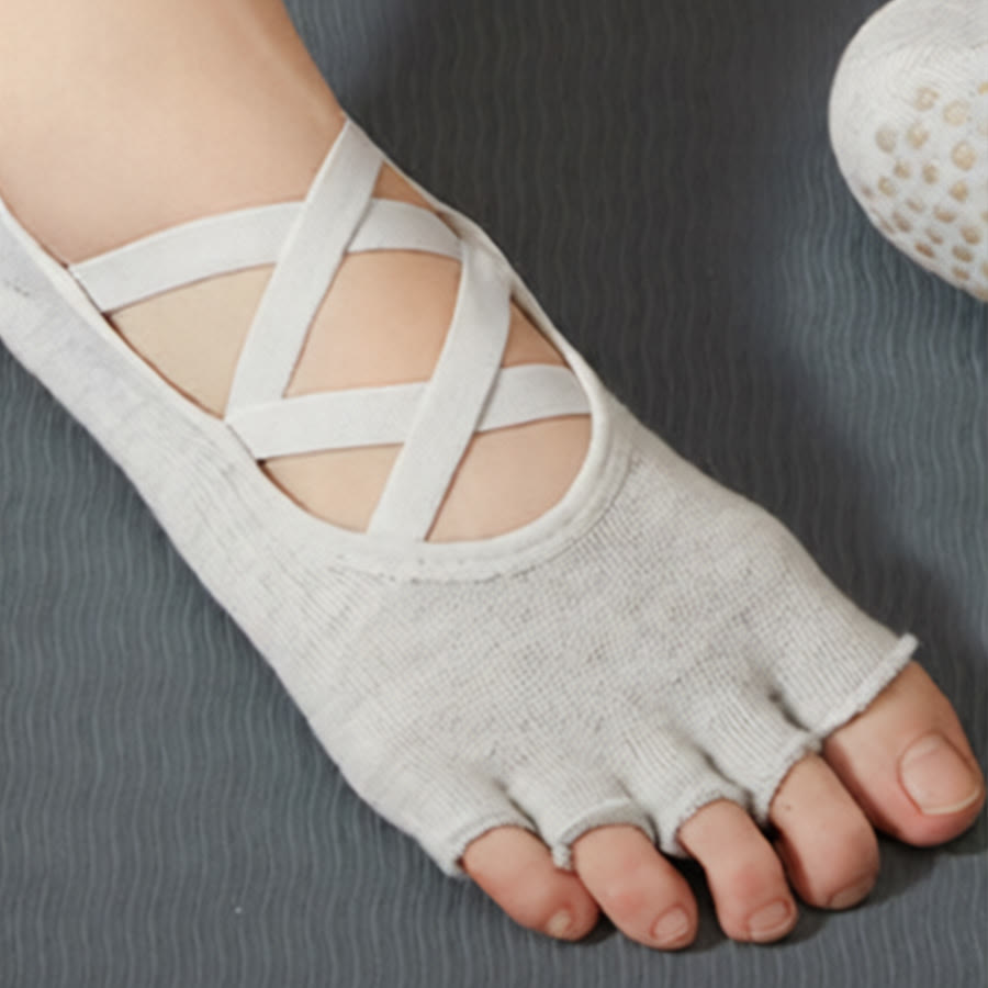 Calze antiscivolo Olivenorma con cinturino incrociato per yoga, pilates e barre, calze da yoga da donna - image 6